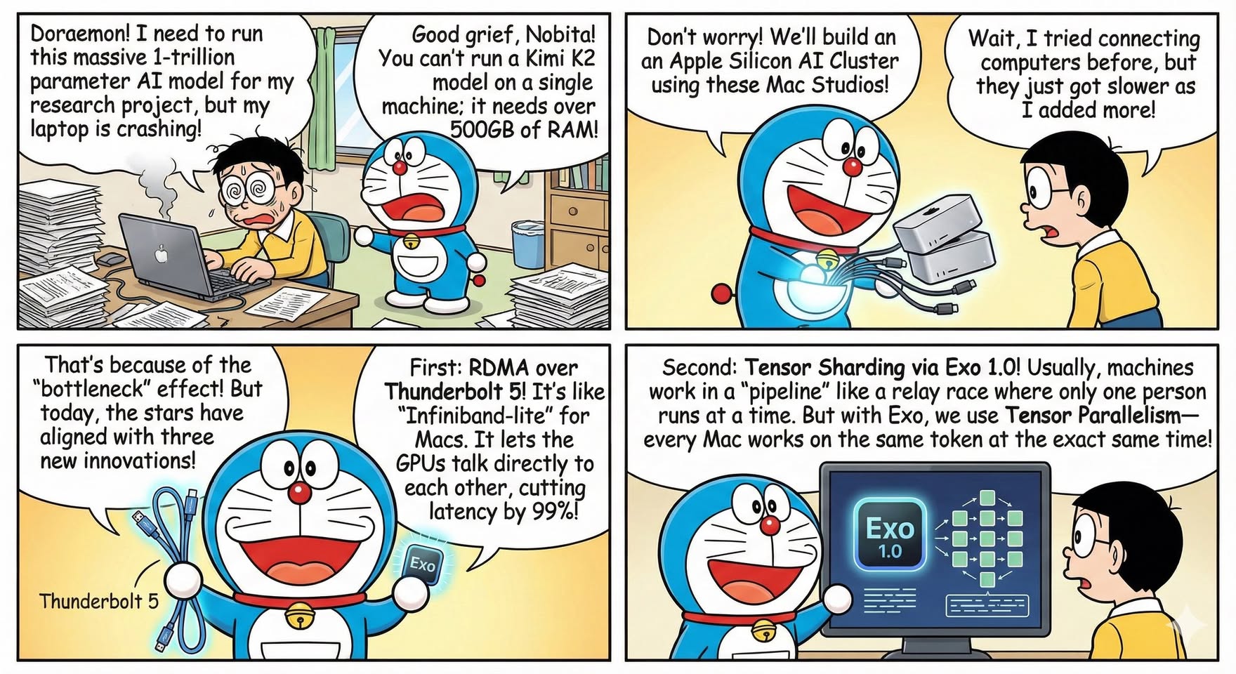 Jin’s Daily AI Trivia: Apple + EXO Fix the Mac AI Cluster Problem illustration