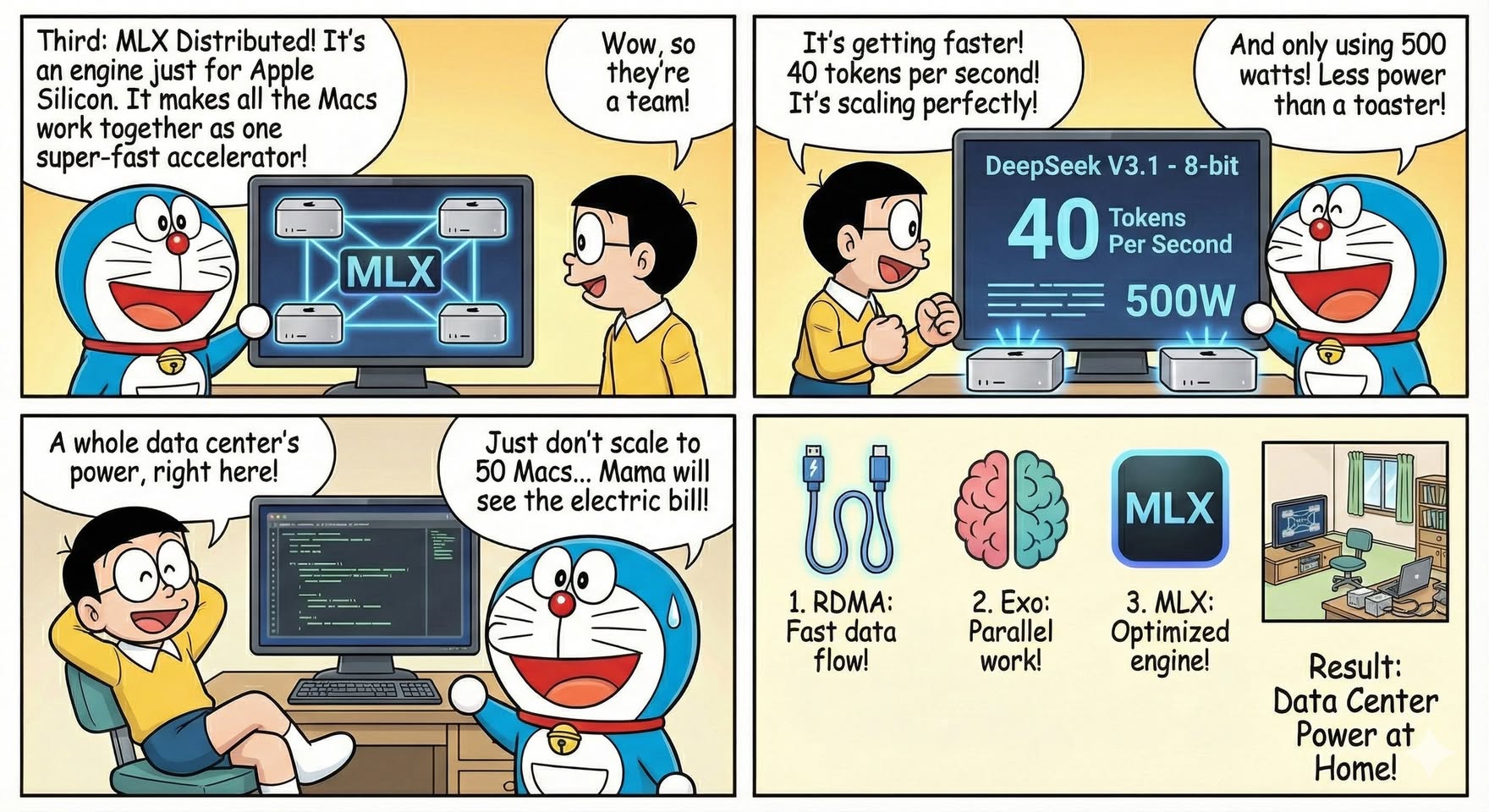 Jin’s Daily AI Trivia: Apple + EXO Fix the Mac AI Cluster Problem illustration