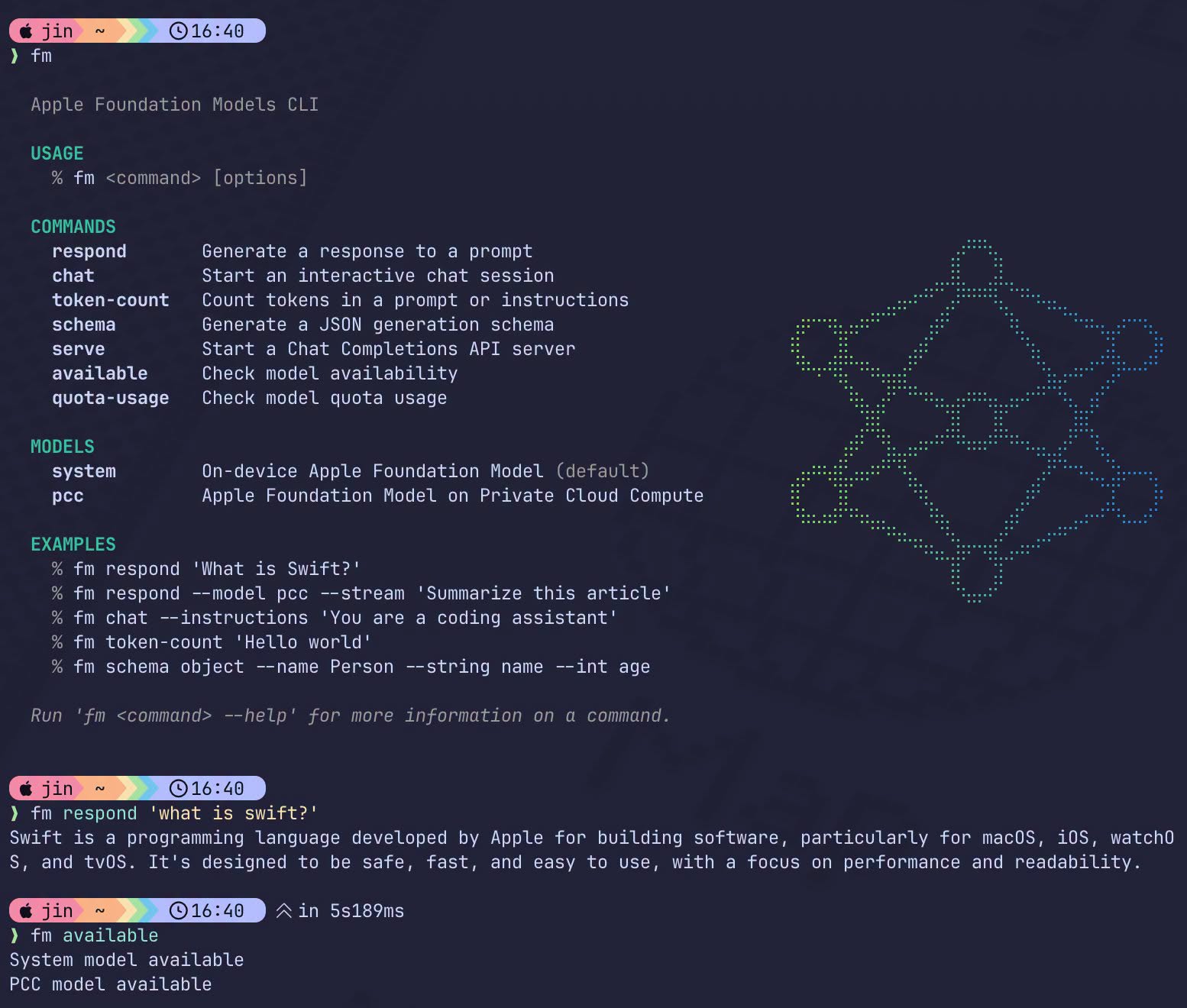 Jin Daily AI Trivia - Apple ship Foundation Model CLI in MacOS 27 illustration